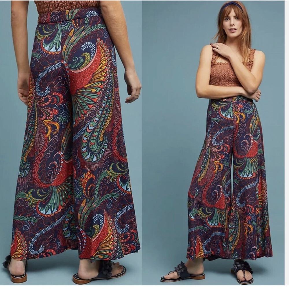 Anthropologie Ett:twa Takutea Wide Leg Pants Womens 8 High Waist Ankle Length